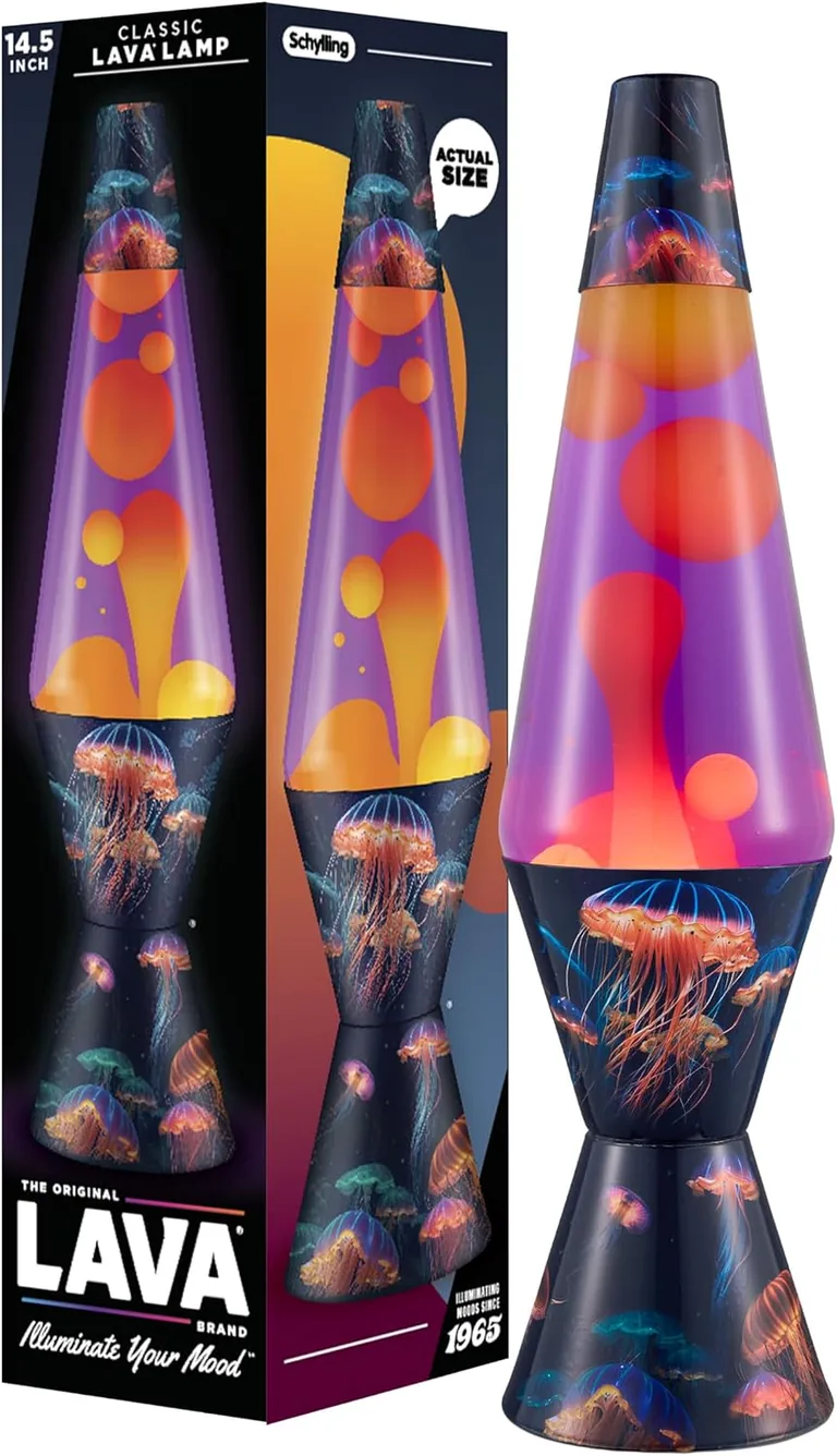 Luminous Jelly Fish Lava Lite lamp — lamp and packaging