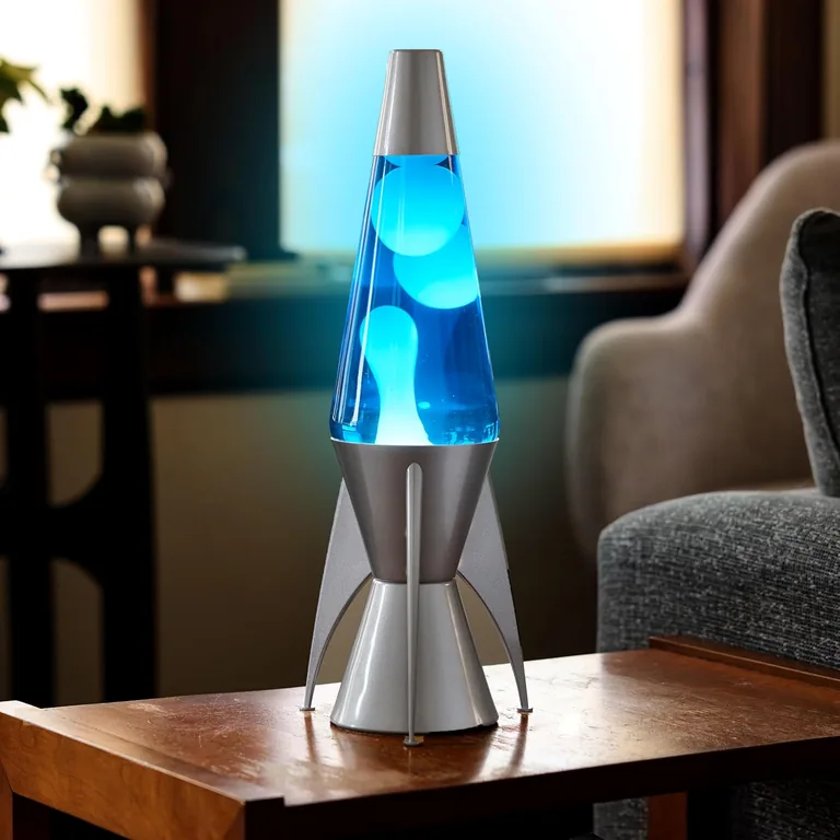 Gray Stratosphere Lava Lite lamp — room setting