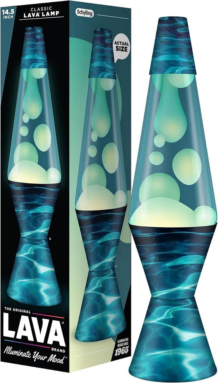 Night Swim Lava Lite lamp — lamp and packaging