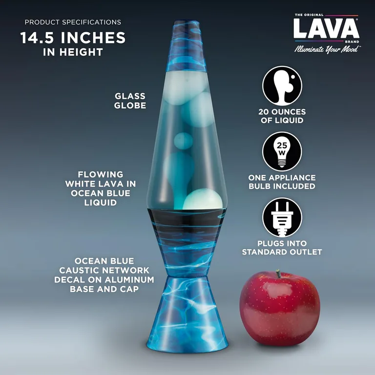 Night Swim Lava Lite lamp — dimensions and included bulb