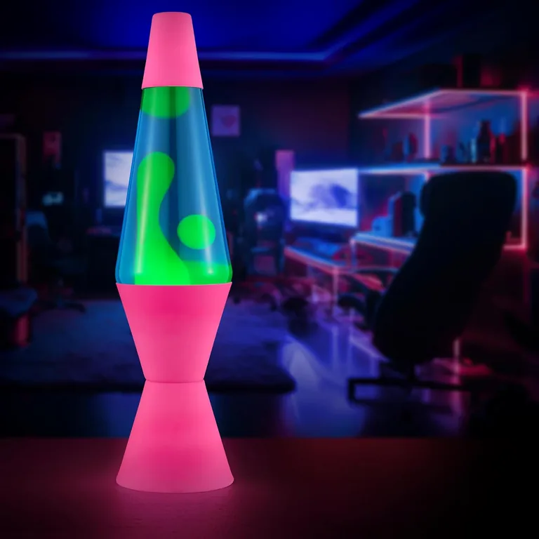 Neon Pink Lava Lite lamp — room setting